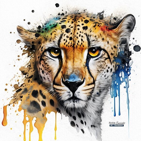 8x8 Cheetah Watercolor Oil Painting Wall Art‎ Print - Picture 2 of 6